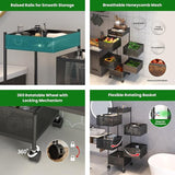 JD FRESH 6-Tier Metal Rotating Kitchen Trolley/Spice Rack/Vegetable & Fruit Storage/Organizer Holder and Onion-Potato Storage Basket for Kitchen