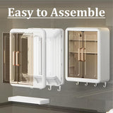 JD FRESH Wall Mounted Plastic Storage Cabinet for Bathroom/Multipurpose Organizer with Doors and Shelves/Waterproof/Durable/Space-Saving Storage Box for Toiletries/Cleaning Supplies – (1 Pcs, White)