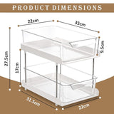 JD FRESH Plastic 2 Tier Cosmetics, Stationery Under Sink Organiser/Clear Bathroom Cabinets/Vanity Countertop Storage Container/Medicine Cabinet/Drawers Bins/Pull-Out Organization with Track