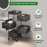 JD FRESH 5-Tier Metal Rotating Kitchen Trolley/Spice Rack/Vegetable & Fruit Storage/Organizer Holder and Onion-Potato Storage Basket for Kitchen