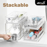 JD FRESH Plastic 2 Tier Cosmetics, Stationery Under Sink Organiser/Clear Bathroom Cabinets/Vanity Countertop Storage Container/Medicine Cabinet/Drawers Bins/Pull-Out Organization with Track