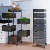 JD FRESH 6-Tier Metal Rotating Kitchen Trolley/Spice Rack/Vegetable & Fruit Storage/Organizer Holder and Onion-Potato Storage Basket for Kitchen