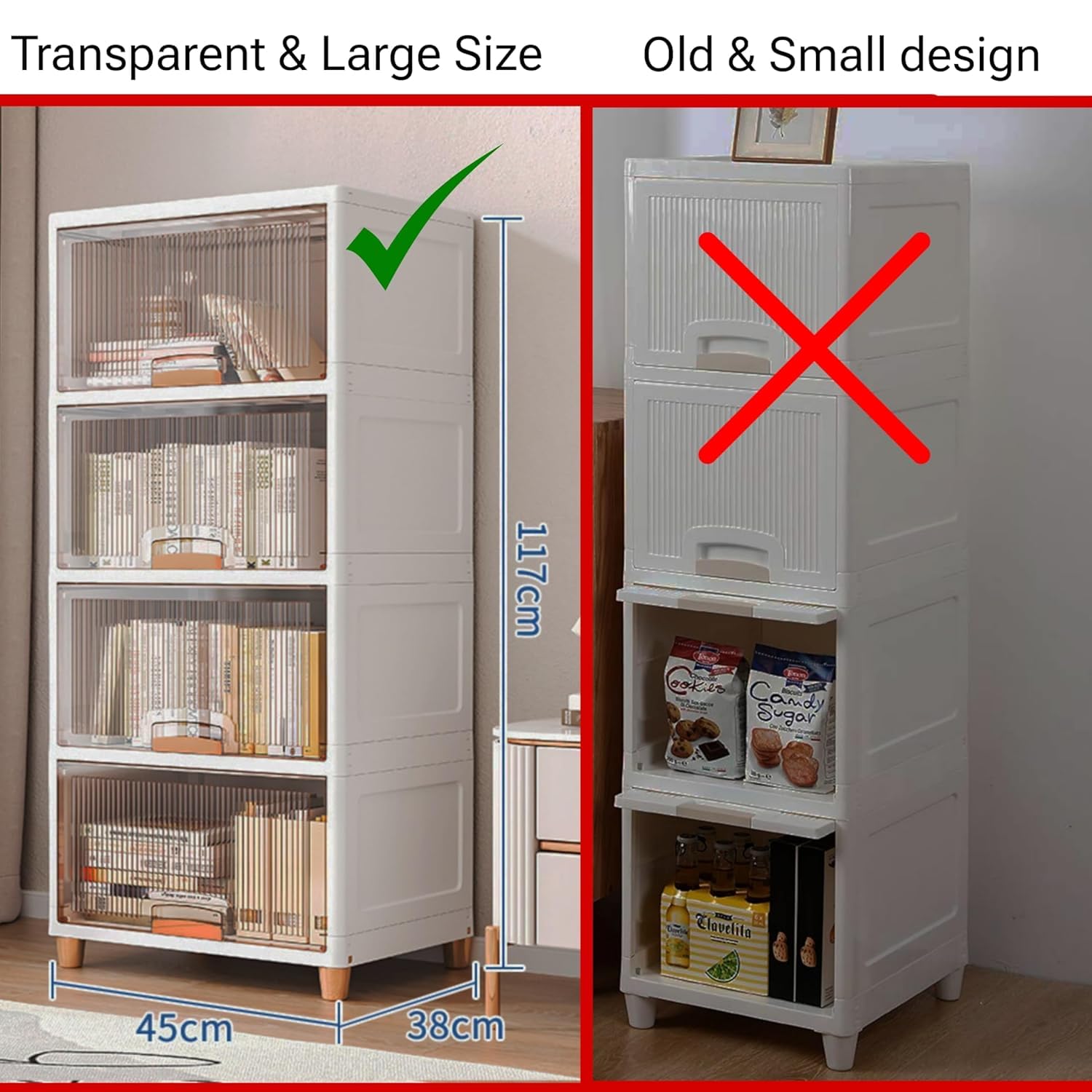 Foldable Plastic Cloth Rack for Storage/Kitchen Cupboard/Versatile and Sturdy Wardrobe for Clothes/Storage Organizer/Closet for Bedroom/Living Room/Laundry Room/Study(White)