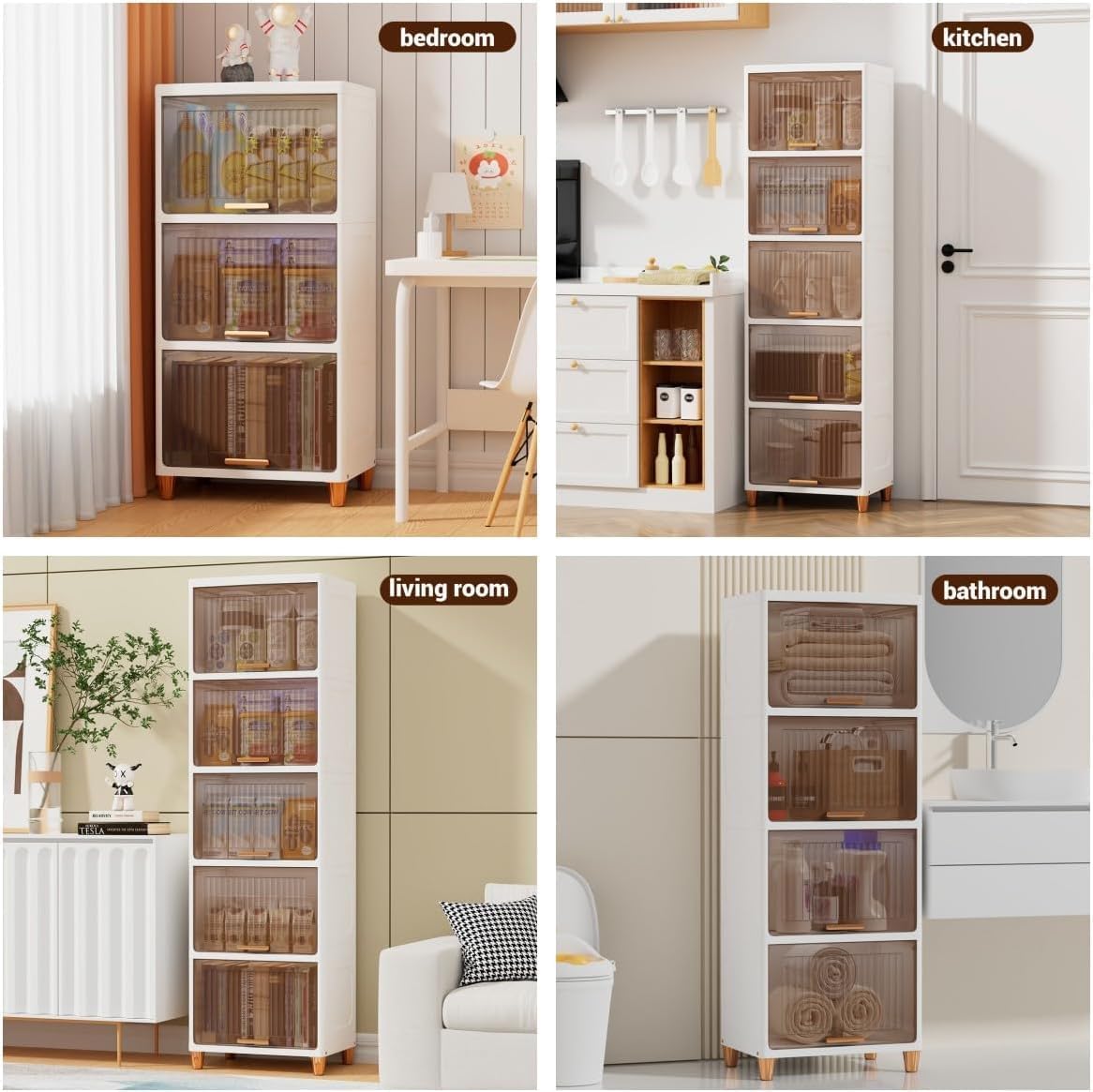 Foldable Plastic Cloth Rack for Storage/Kitchen Cupboard/Versatile and Sturdy Wardrobe for Clothes/Storage Organizer/Closet for Bedroom/Living Room/Laundry Room/Study(White)