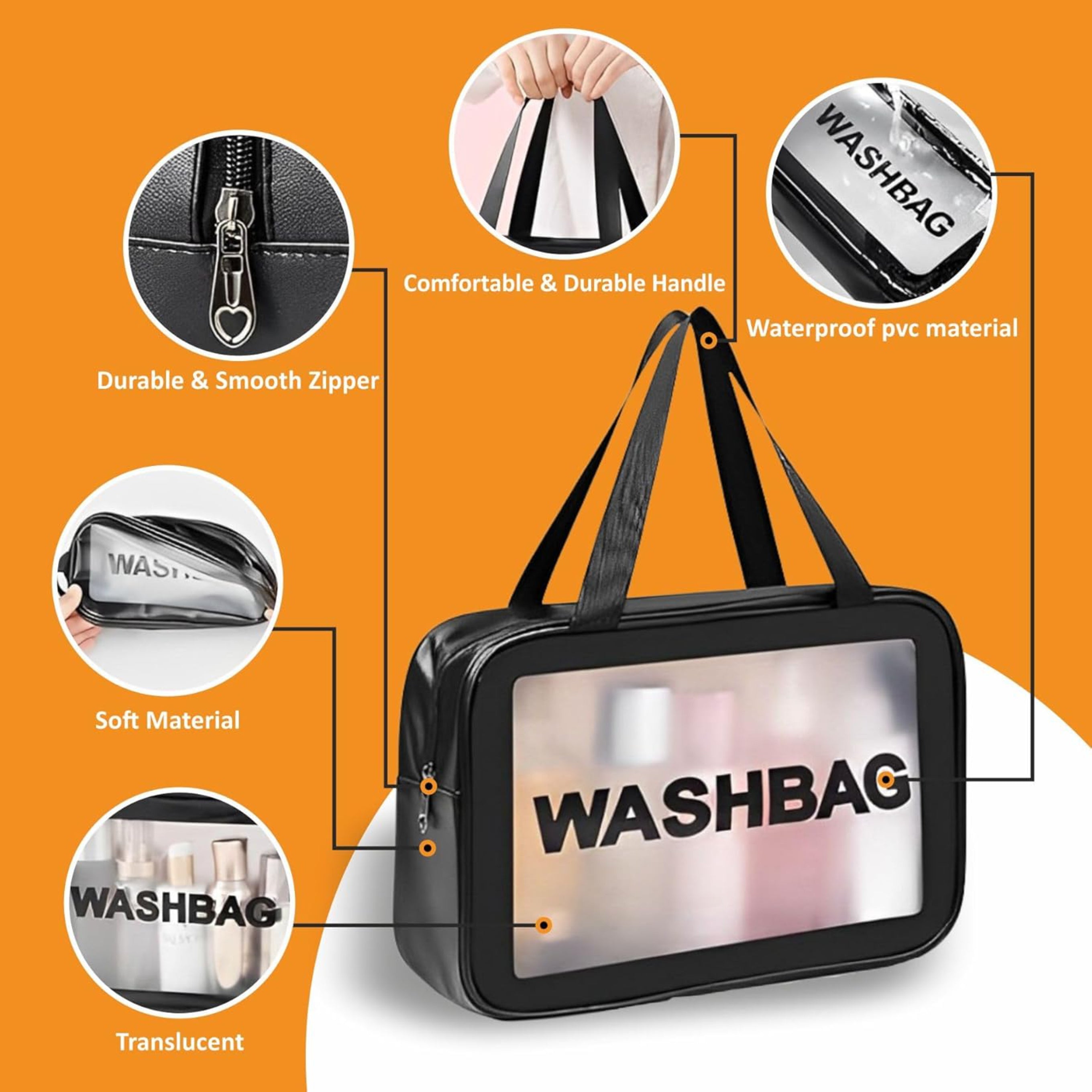 3 Pieces Transparent Makeup Organizer Pouches/Makeup Bag for Women/Cosmetic Pouch/Toiletry Kit Bag for Travel(Pink/Large-Medium-Small)