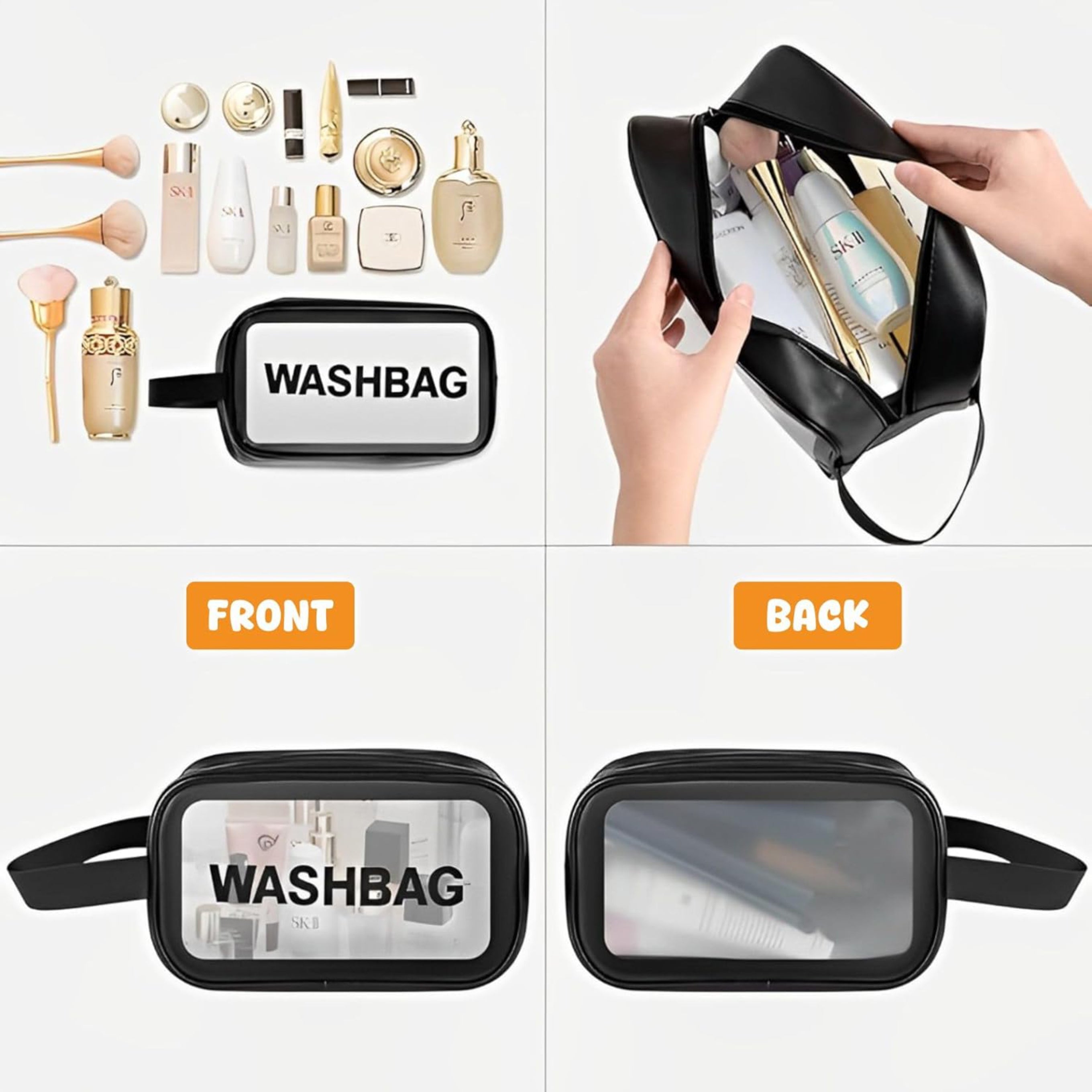 3 Pieces Transparent Makeup Organizer Pouches/Makeup Bag for Women/Cosmetic Pouch/Toiletry Kit Bag for Travel(Pink/Large-Medium-Small)